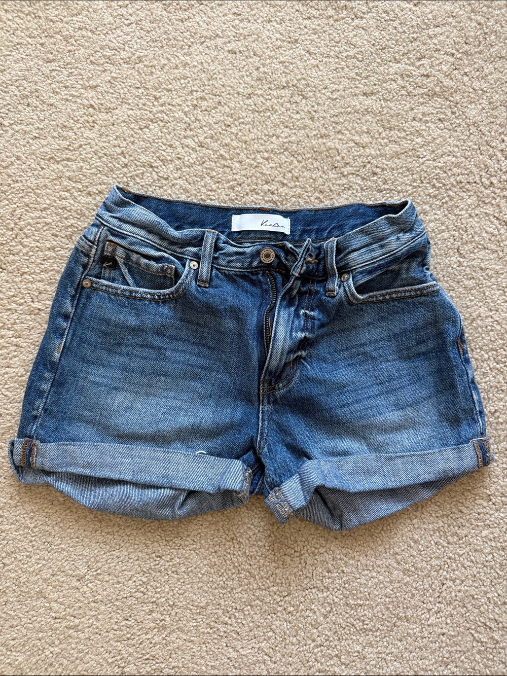 Kensie Rolled Cuff Denim Shorts - Medium Blue